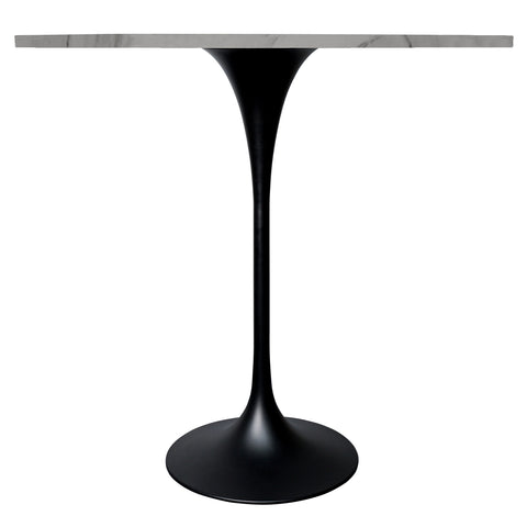 Verve Bar Height Dining Table with 48" Round Sintered Stone Top and Black Stainless Steel Base