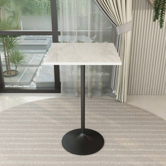 Verve Bar Height Dining Table with Square Resin Top and Black/Gold/White Stainless Steel Base