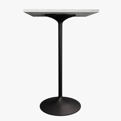 Verve Bar Height Dining Table with Square Resin Top and Black Stainless Steel Base