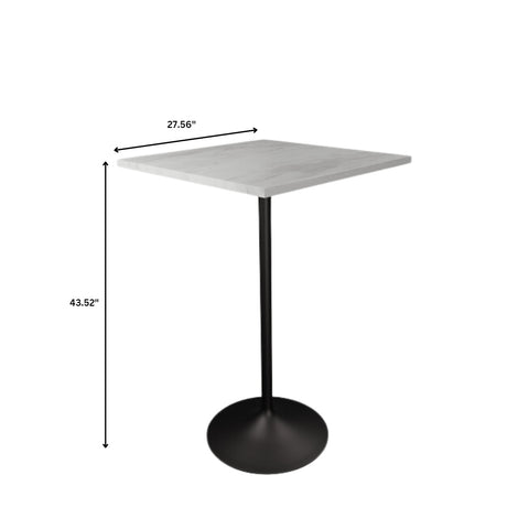 Verve Bar Height Dining Table with Square Resin Top and Black Stainless Steel Base