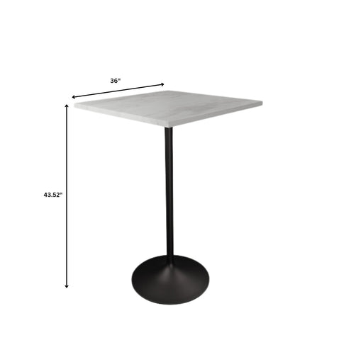 Verve Bar Height Dining Table with Square Resin Top and Black Stainless Steel Base