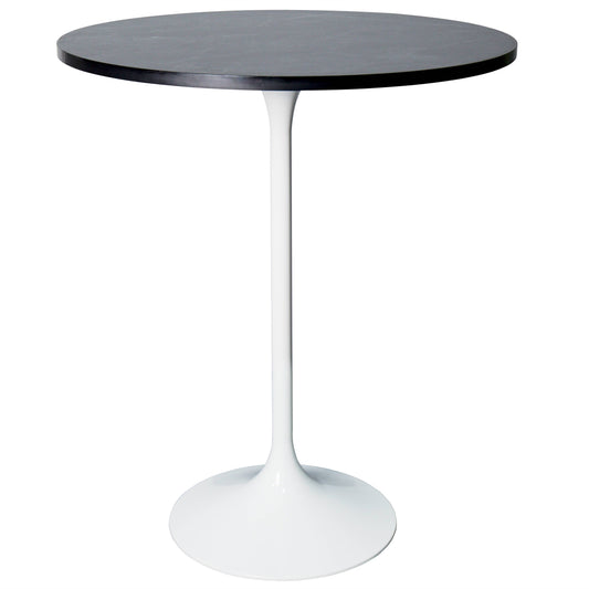 Verve Bar Height Dining Table with Round MDF/Sintered Stone/Resin Top and White Stainless Steel Pedestal Base