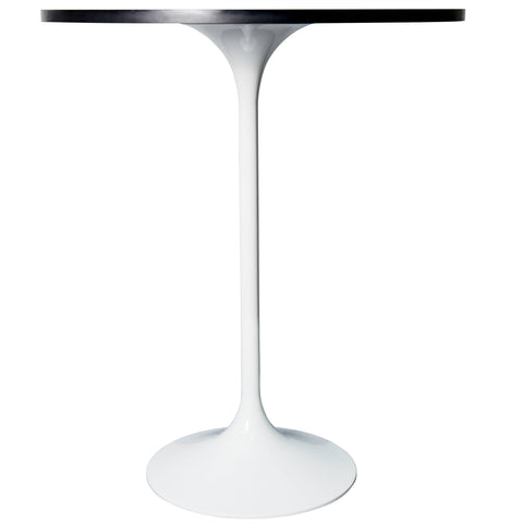 Verve Bar Height Dining Table with 27" Round Sintered Stone Top and White Stainless Steel Base