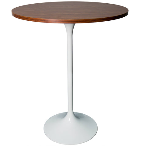 Verve Bar Height Dining Table with 27" Round MDF Top and White Stainless Steel Pedestal Base