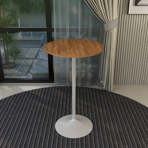 Verve Bar Height Dining Table with 27" Round MDF Top and White Stainless Steel Pedestal Base