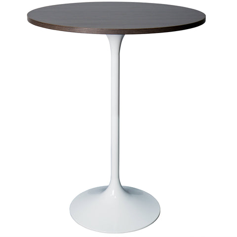 Verve Bar Height Dining Table with 27" Round MDF Top and White Stainless Steel Pedestal Base