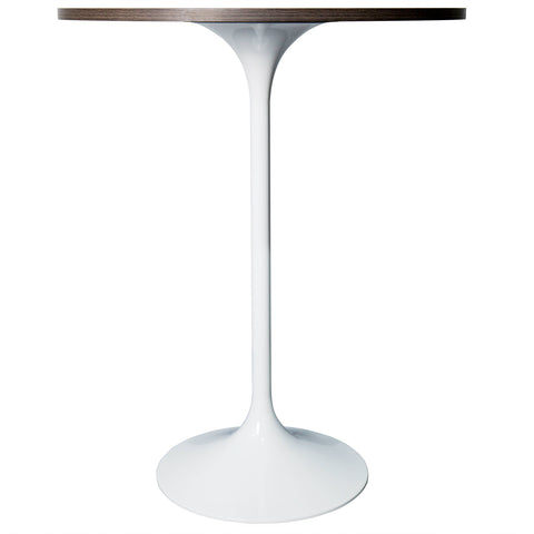 Verve Bar Height Dining Table with 27" Round MDF Top and White Stainless Steel Pedestal Base