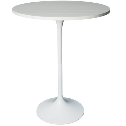 Verve Bar Height Dining Table with 27" Round MDF Top and White Stainless Steel Pedestal Base