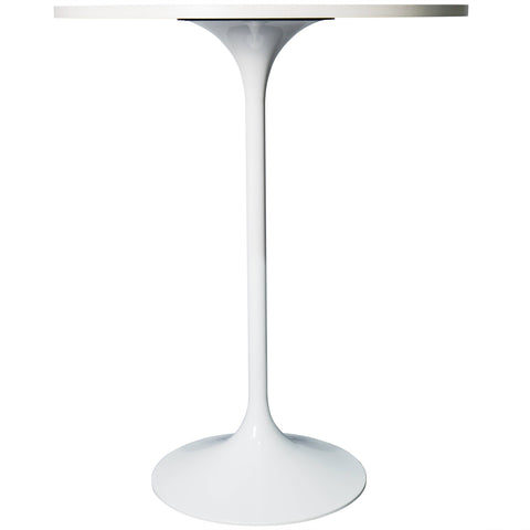 Verve Bar Height Dining Table with 27" Round MDF Top and White Stainless Steel Pedestal Base