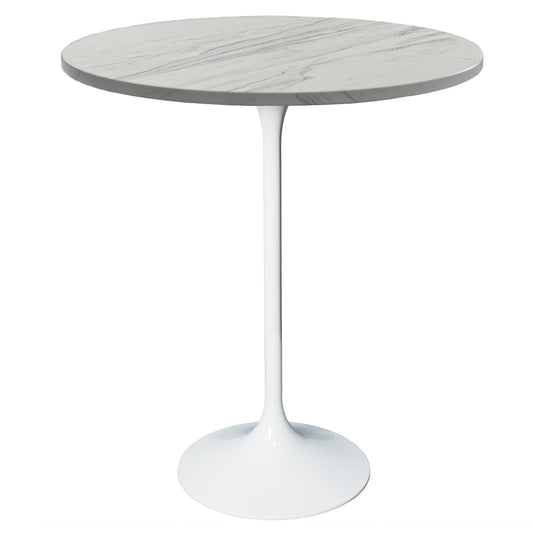 Verve Bar Height Dining Table with Round Resin Top and White Stainless Steel Base