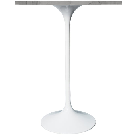 Verve Bar Height Dining Table with 27" Round Sintered Stone Top and White Stainless Steel Base