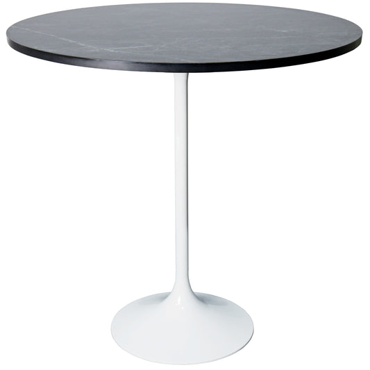 Verve Bar Height Dining Table with 36" Round MDF Top and White Stainless Steel Pedestal Base