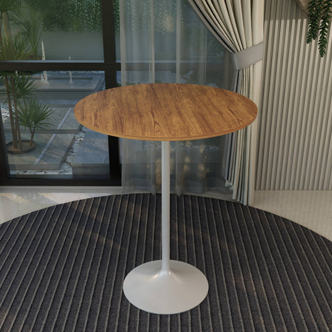 Verve Bar Height Dining Table with 36" Round MDF Top and White Stainless Steel Pedestal Base