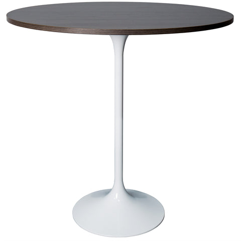 Verve Bar Height Dining Table with 36" Round MDF Top and White Stainless Steel Pedestal Base