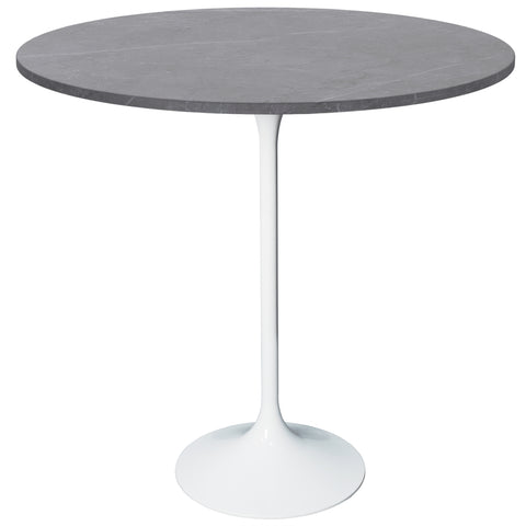 Verve Bar Height Dining Table with 36" Round Sintered Stone Top and White Stainless Steel Base