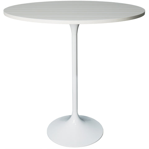 Verve Bar Height Dining Table with 36" Round MDF Top and White Stainless Steel Pedestal Base