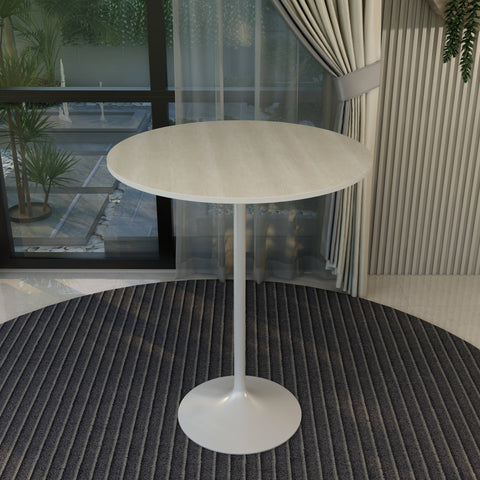 Verve Bar Height Dining Table with 36" Round MDF Top and White Stainless Steel Pedestal Base