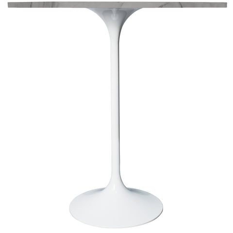 Verve Bar Height Dining Table with 36" Round Sintered Stone Top and White Stainless Steel Base