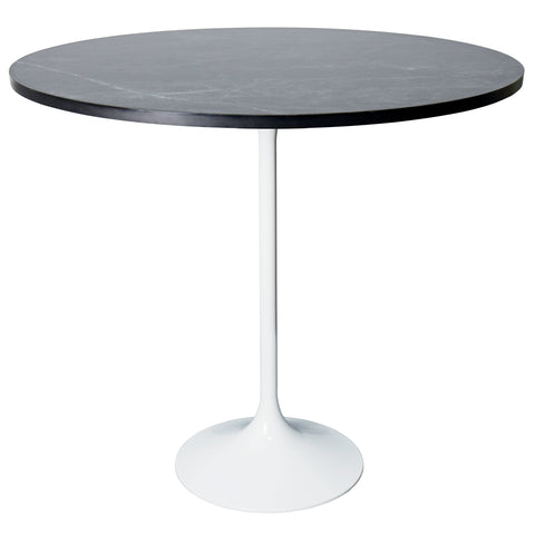 Verve Bar Height Dining Table with 48" Round MDF Top and White Stainless Steel Pedestal Base