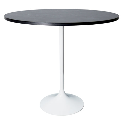 Verve Bar Height Dining Table with 48" Round Sintered Stone Top and White Stainless Steel Base