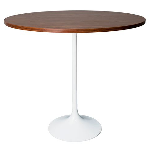 Verve Bar Height Dining Table with 48" Round MDF Top and White Stainless Steel Pedestal Base