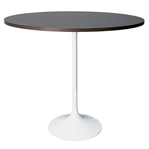 Verve Bar Height Dining Table with 48" Round MDF Top and White Stainless Steel Pedestal Base