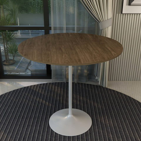 Verve Bar Height Dining Table with 48" Round MDF Top and White Stainless Steel Pedestal Base