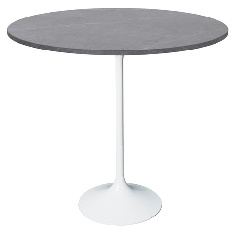 Verve Bar Height Dining Table with 48" Round Sintered Stone Top and White Stainless Steel Base