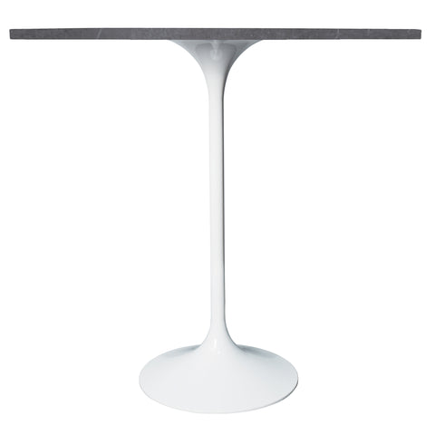 Verve Bar Height Dining Table with 48" Round Sintered Stone Top and White Stainless Steel Base