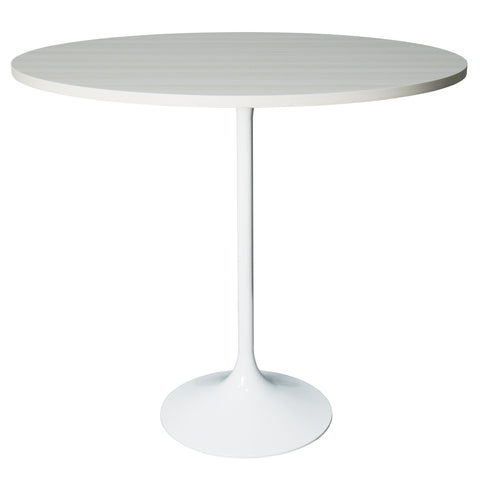 Verve Bar Height Dining Table with 48" Round MDF Top and White Stainless Steel Pedestal Base