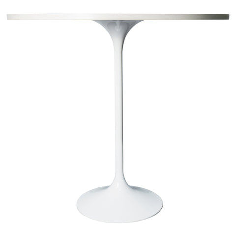 Verve Bar Height Dining Table with 48" Round MDF Top and White Stainless Steel Pedestal Base