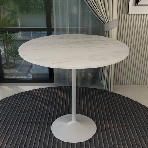 Verve Bar Height Dining Table with Round Resin Top and White Stainless Steel Base