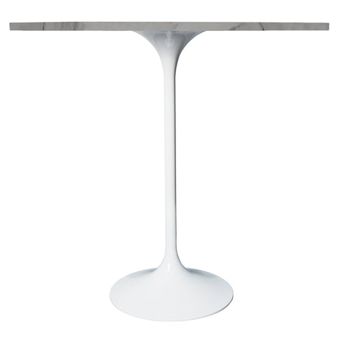 Verve Bar Height Dining Table with 48" Round Sintered Stone Top and White Stainless Steel Base