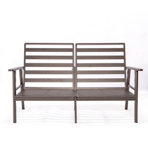 Walbrooke Modern Outdoor Patio Loveseat with Brown Aluminum Frame and Removable Cushions