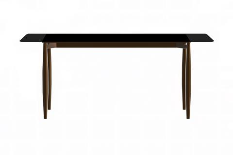 Zinti Dining Table with Glass or Sintered Stone Rectangular Wide Tabletop with Steel Base and Legs