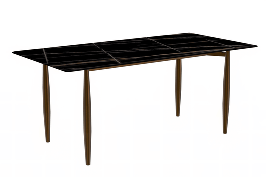 Zinti Rectangular Dining Table with Glass/Sintered Stone Tabletop and Steel Base