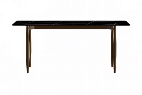 Zinti Dining Table with Glass or Sintered Stone Rectangular Wide Tabletop with Steel Base and Legs