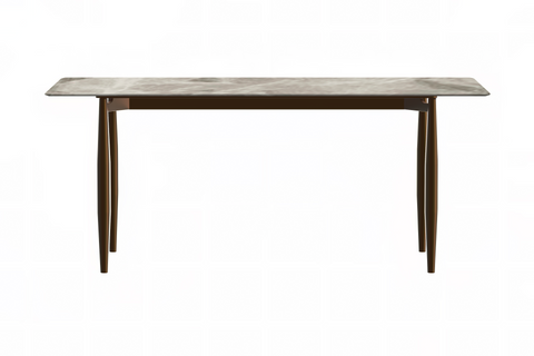 Zinti Dining Table with Glass or Sintered Stone Rectangular Wide Tabletop with Steel Base and Legs