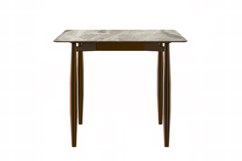 Zinti Dining Table with Glass or Sintered Stone Rectangular Wide Tabletop with Steel Base and Legs