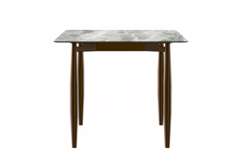 Zinti Dining Table with Glass or Sintered Stone Rectangular Wide Tabletop with Steel Base and Legs