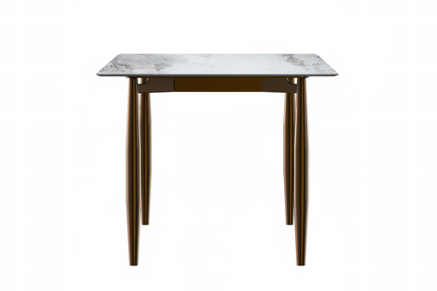 Zinti Dining Table with Glass or Sintered Stone Rectangular Wide Tabletop with Steel Base and Legs