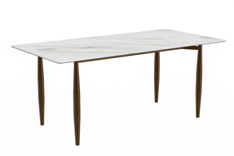 Zinti Dining Table with Glass or Sintered Stone Rectangular Wide Tabletop with Steel Base and Legs