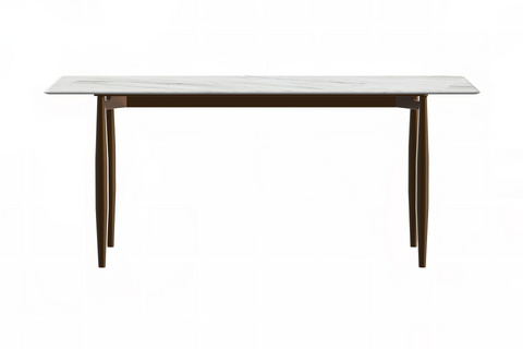 Zinti Dining Table with Glass or Sintered Stone Rectangular Wide Tabletop with Steel Base and Legs