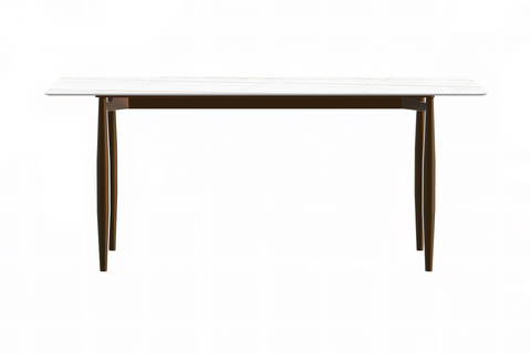 Zinti Dining Table with Glass or Sintered Stone Rectangular Wide Tabletop with Steel Base and Legs