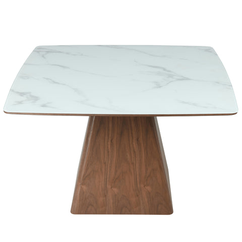 Zephyr 47" Square Dining Table with Sintered Stone Top and Ash Wood and Iron Base