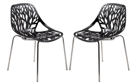 Modern Asbury Dining Chair w/ Chromed Legs set of 2