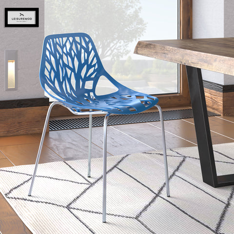 Modern Asbury Dining Chair w/ Chromed Legs set of 4