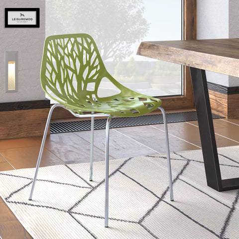 Modern Asbury Dining Chair w/ Chromed Legs set of 4