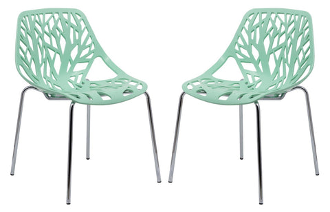 Modern Asbury Dining Chair w/ Chromed Legs set of 2