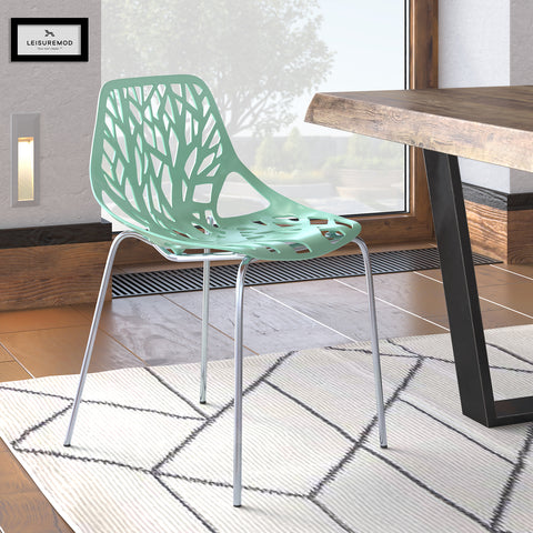 Modern Asbury Dining Chair w/ Chromed Legs set of 4